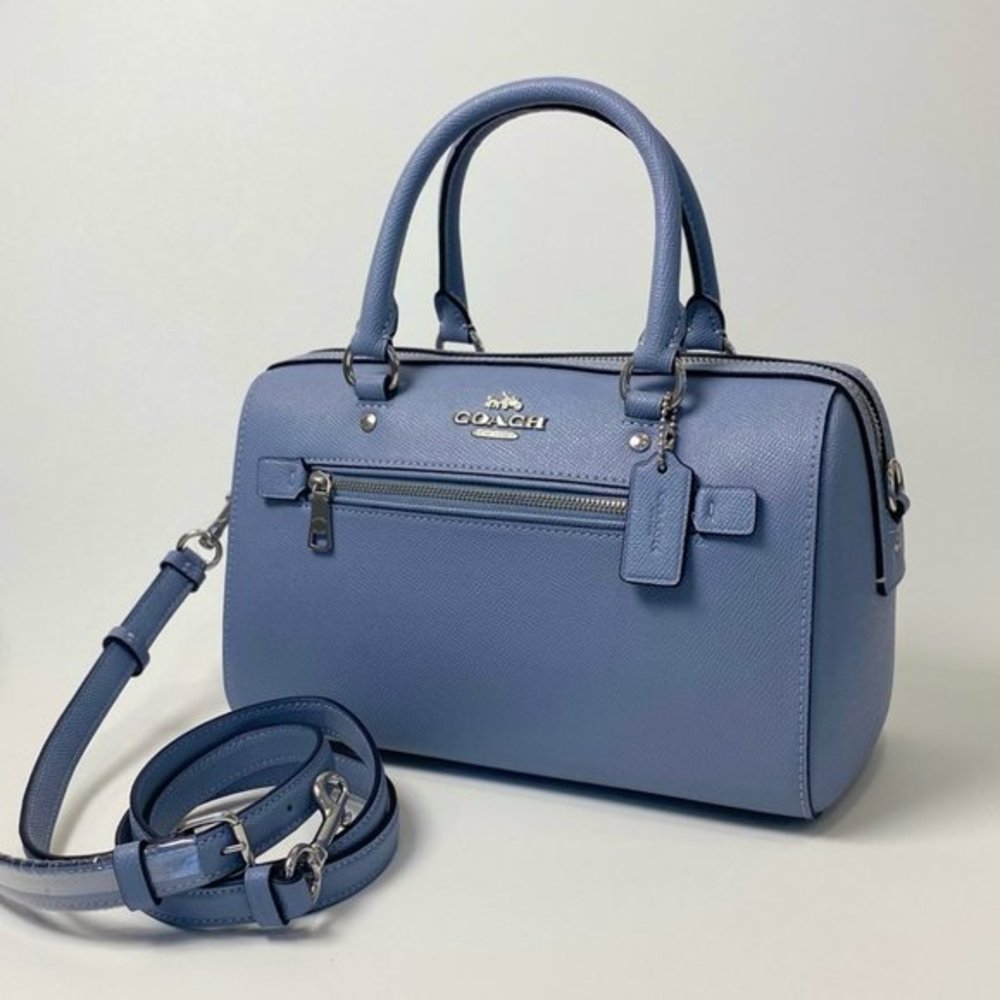 COACH Bag Rowan Satchel Handbag in Twilight Blue - Picture 2 of 11